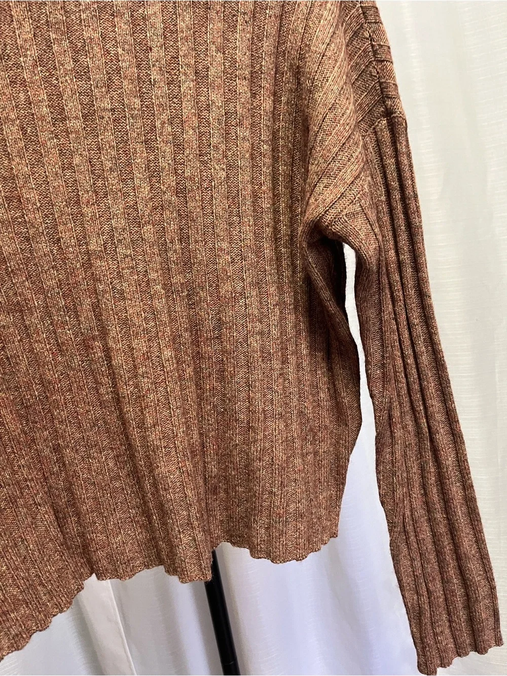 Madewell Levi Ribbed Mockneck Crop Pullover in brown | size XS